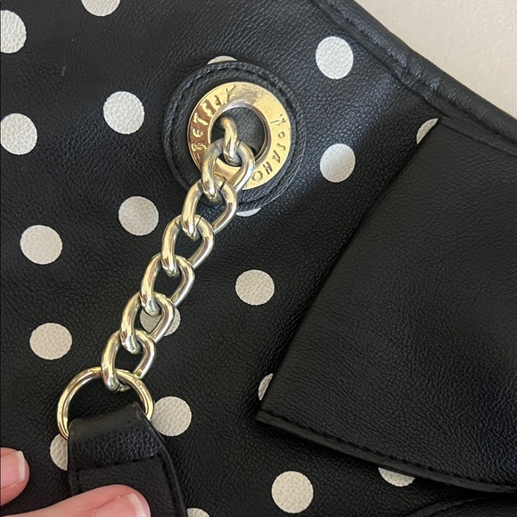 Betsey Johnson Black & White Polka Dot Shoulder Bag with Bow - Picture 8 of 9